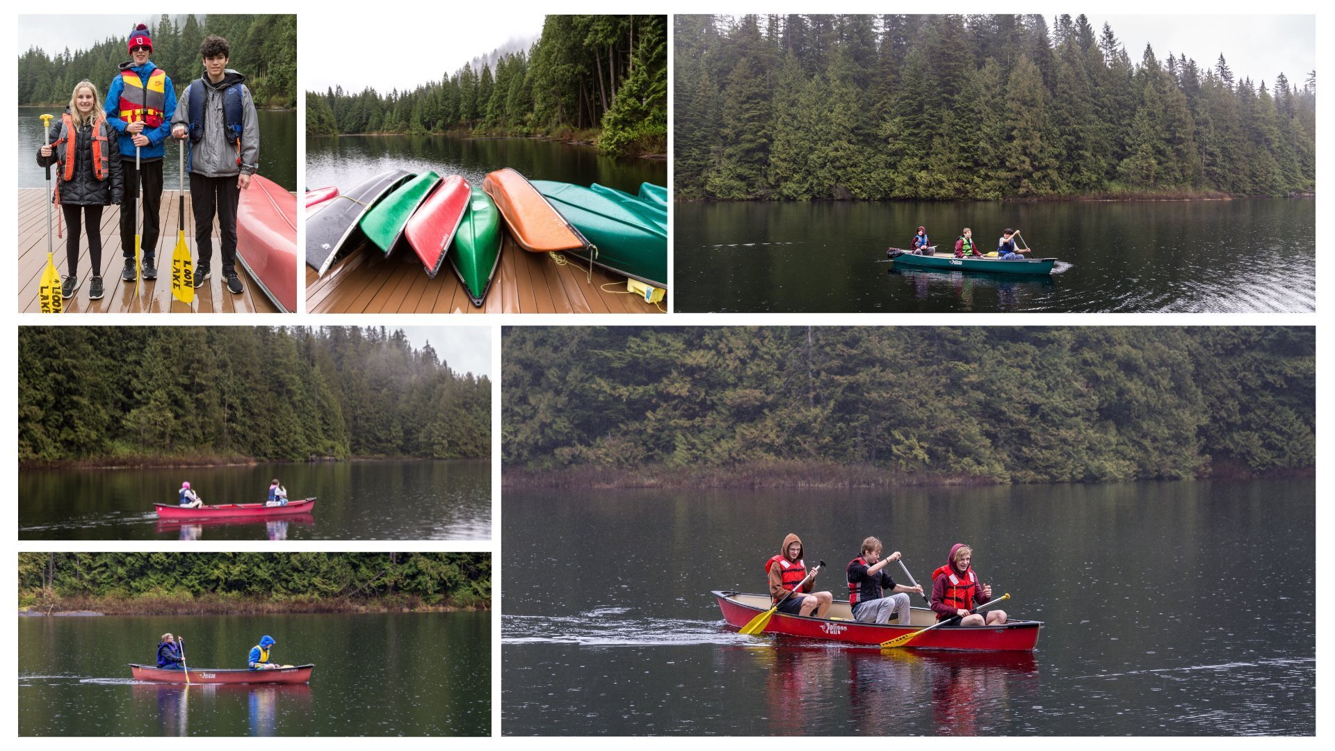 photos of people canoeing on Loon Lake